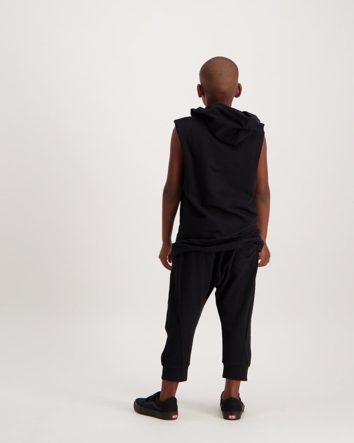 Boys Sleeveless Hoodie - Black