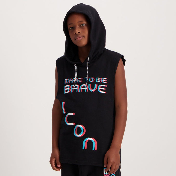 Boys Sleeveless Hoodie - Black