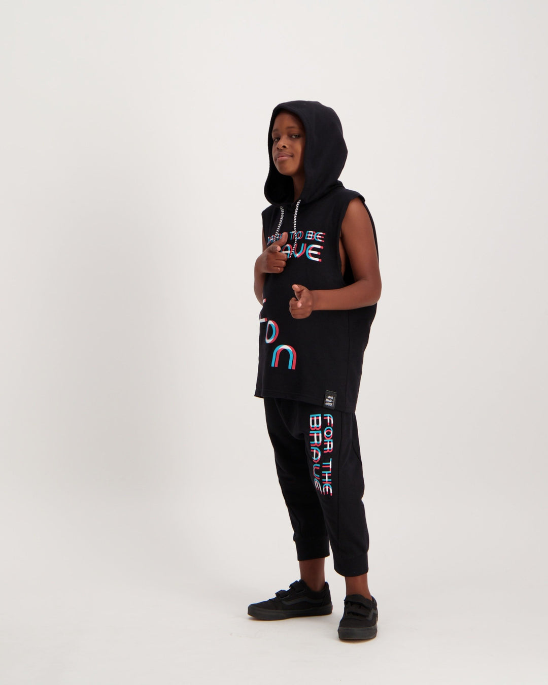 Boys Sleeveless Hoodie - Black
