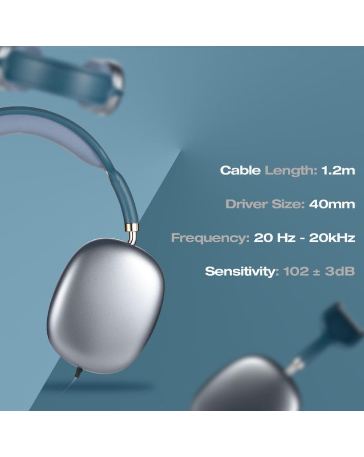 Zenith Series Aux Headphones Blue