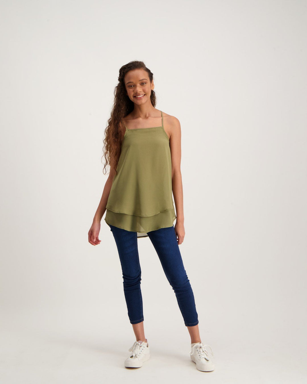 Ladies Double Layer Cami - Khaki
