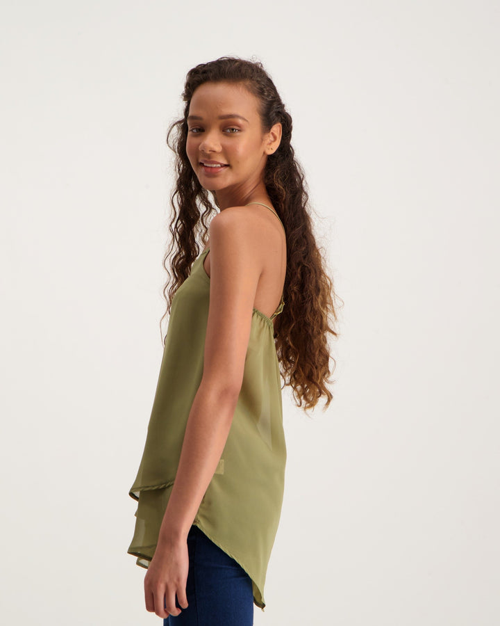 Ladies Double Layer Cami - Khaki