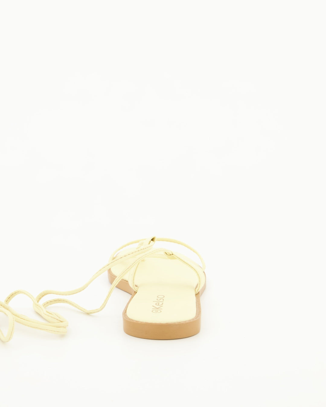 Ladies Lace Up Padded Thong - Light Yellow