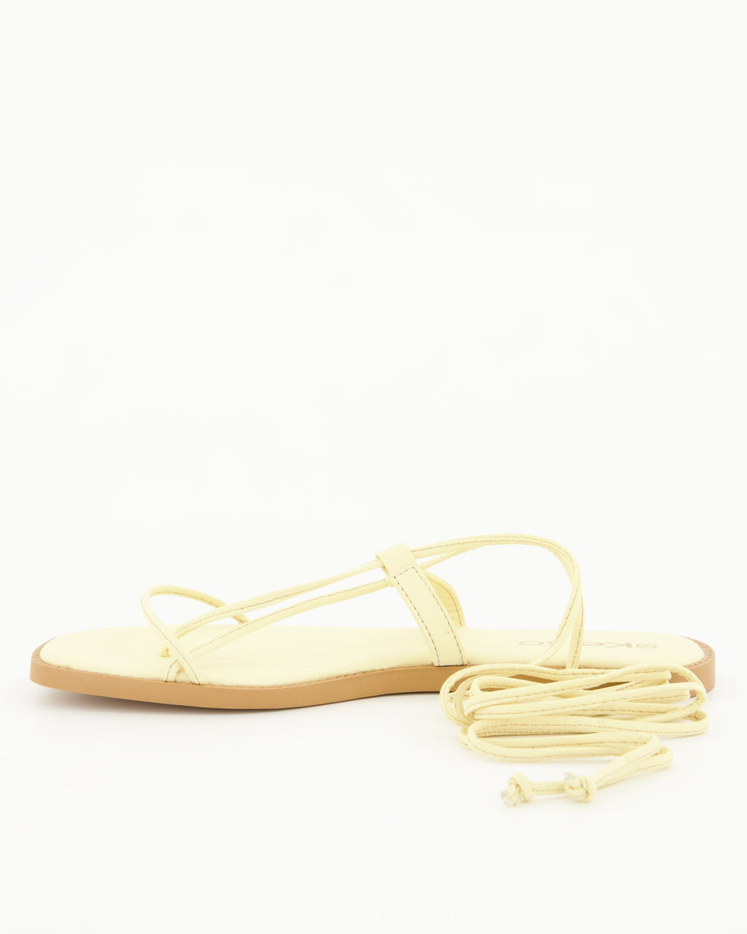 Ladies Lace Up Padded Thong - Light Yellow