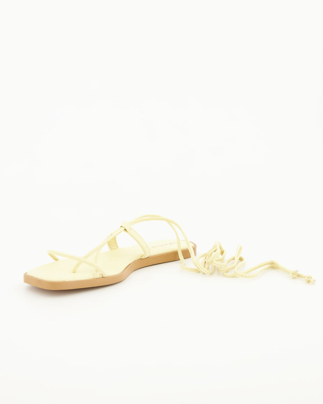 Ladies Lace Up Padded Thong - Light Yellow