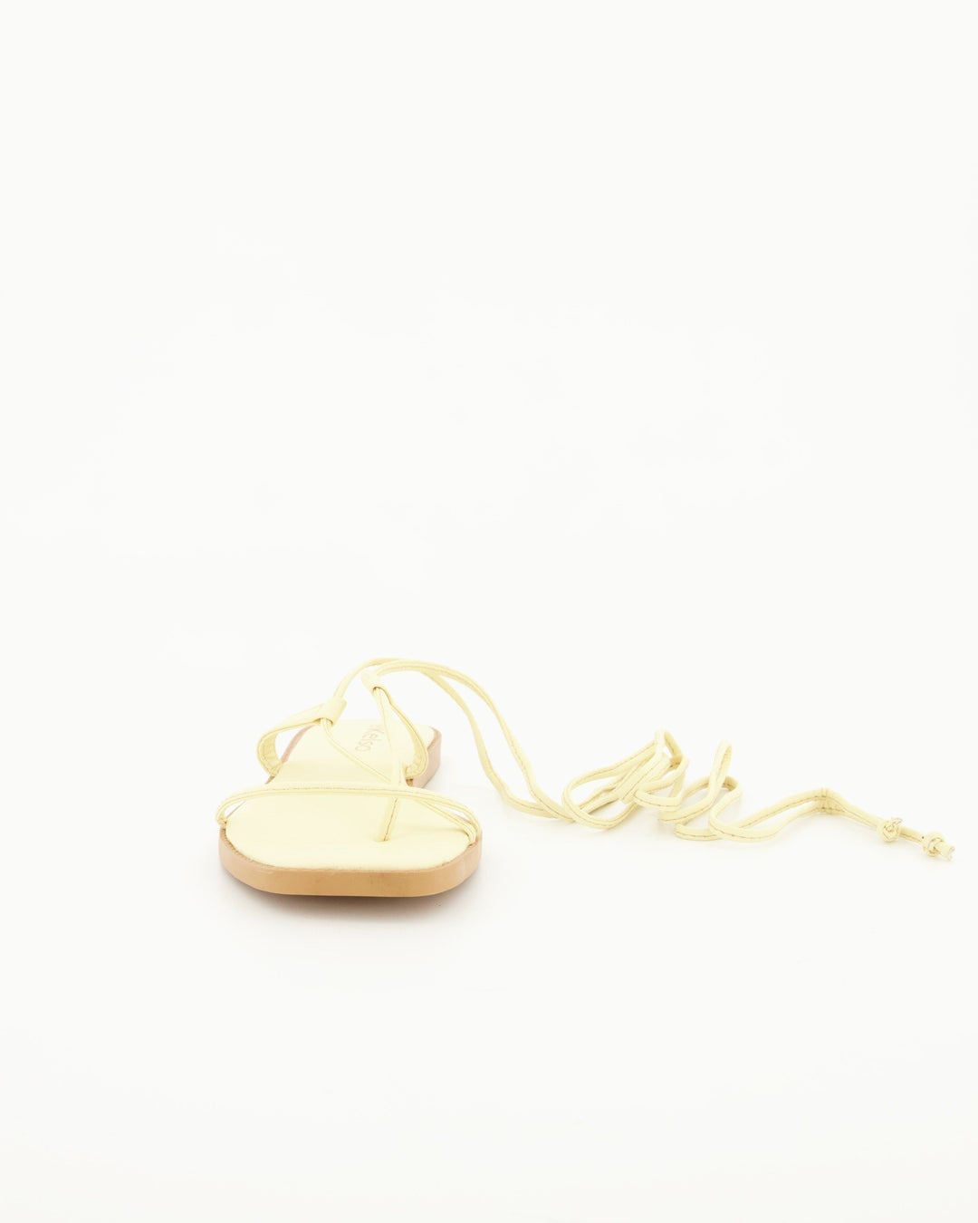 Ladies Lace Up Padded Thong - Light Yellow