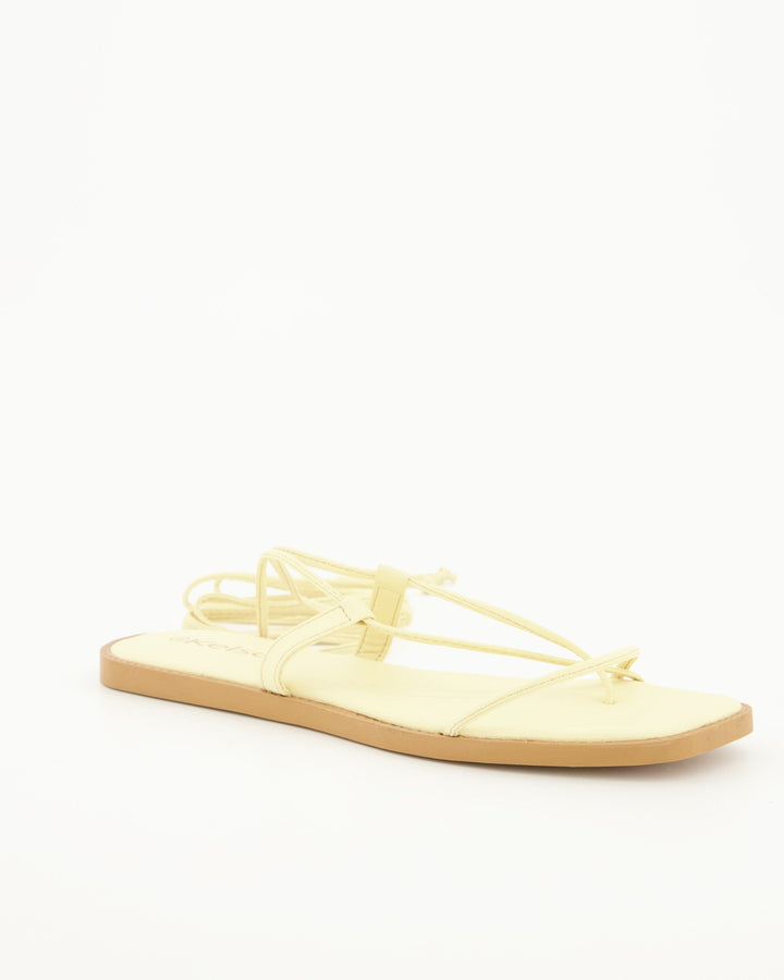 Ladies Lace Up Padded Thong - Light Yellow