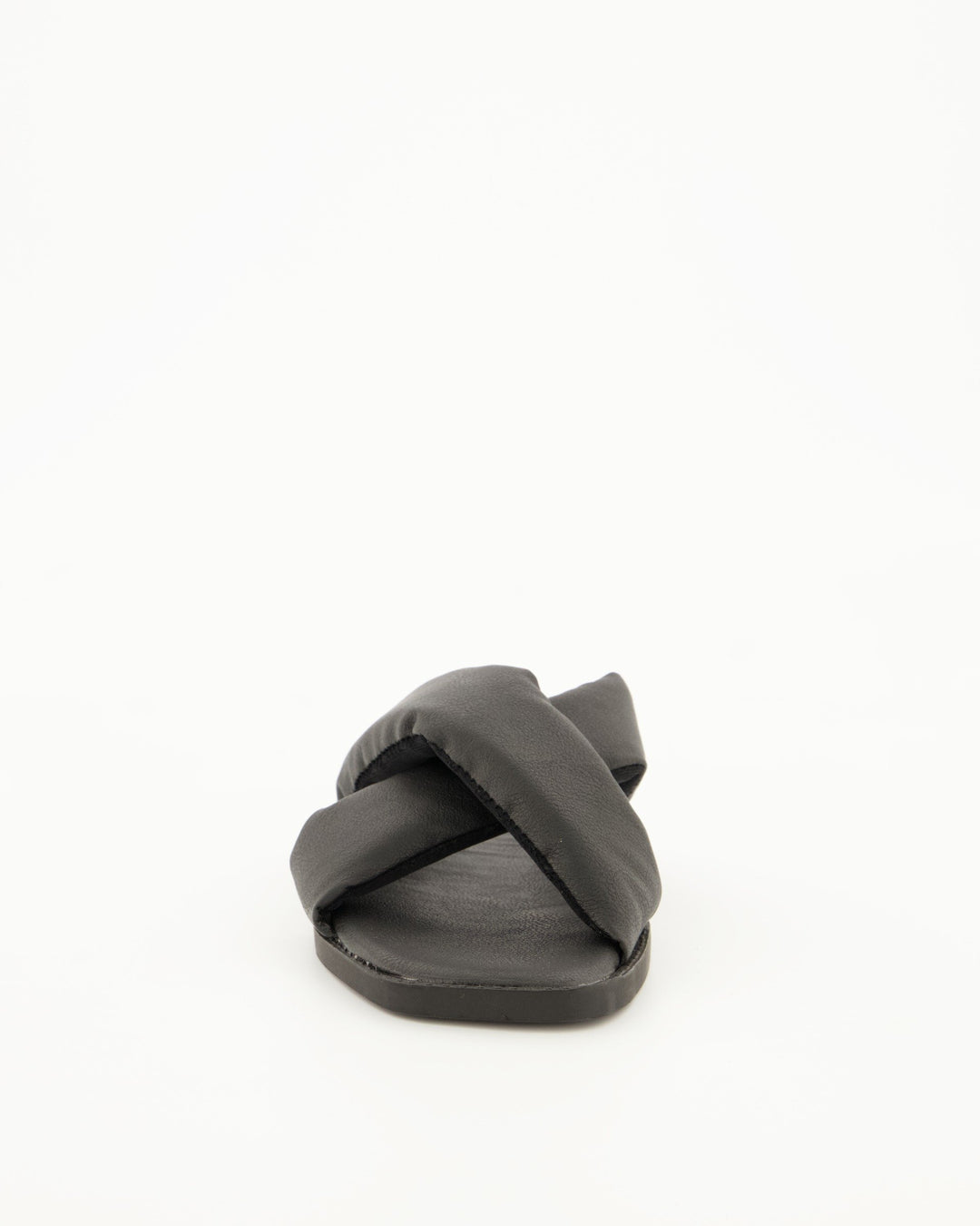 Ladies Cross Over Square Toe Mule - Black