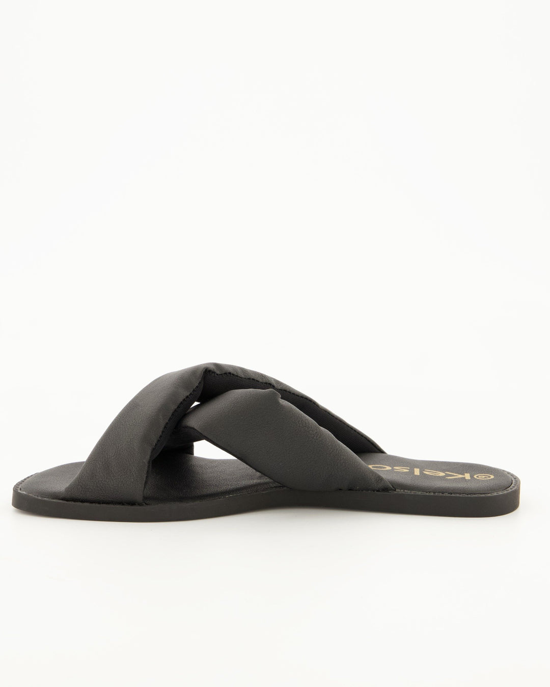 Ladies Cross Over Square Toe Mule - Black