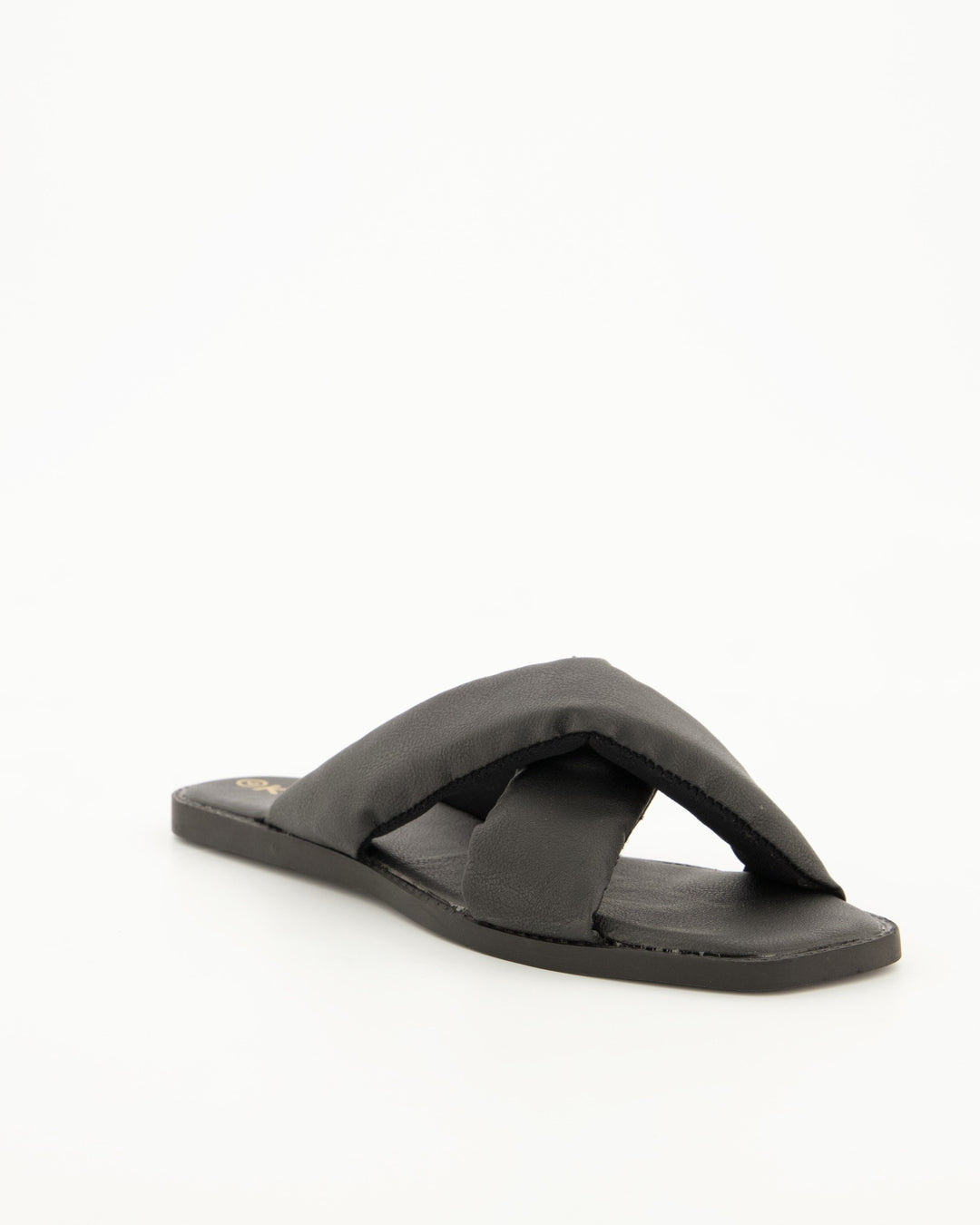 Ladies Cross Over Square Toe Mule - Black