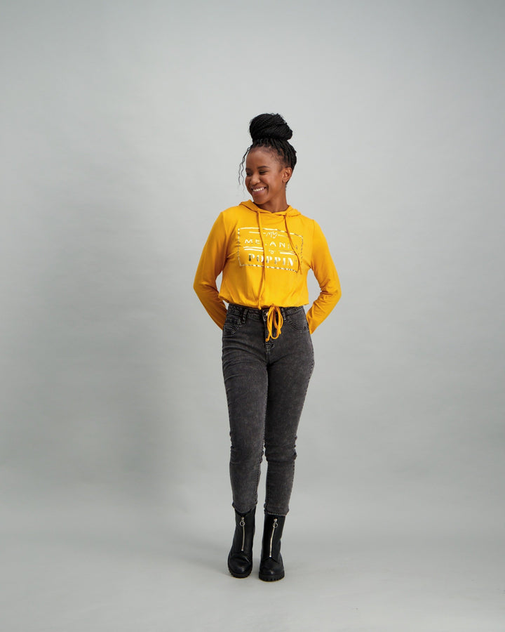 Ladies Drawcord Hoodie - Mustard