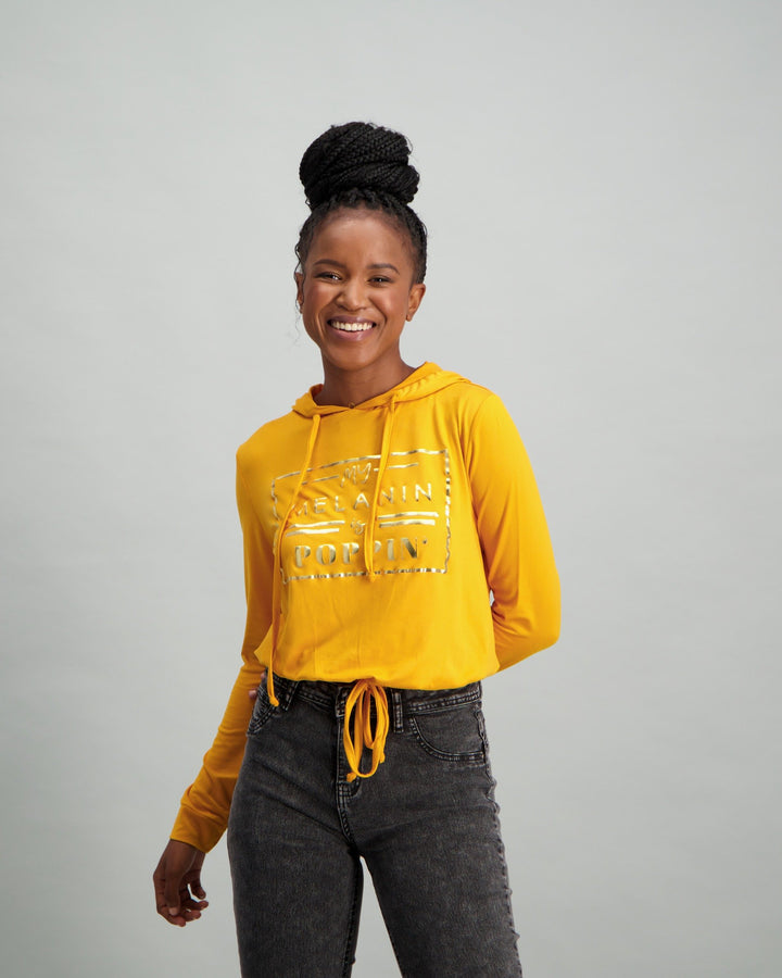 Ladies Drawcord Hoodie - Mustard