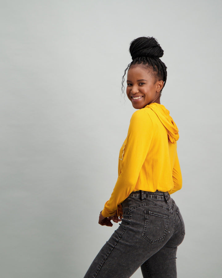 Ladies Drawcord Hoodie - Mustard