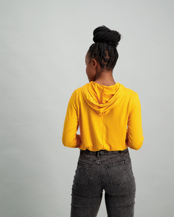 Ladies Drawcord Hoodie - Mustard