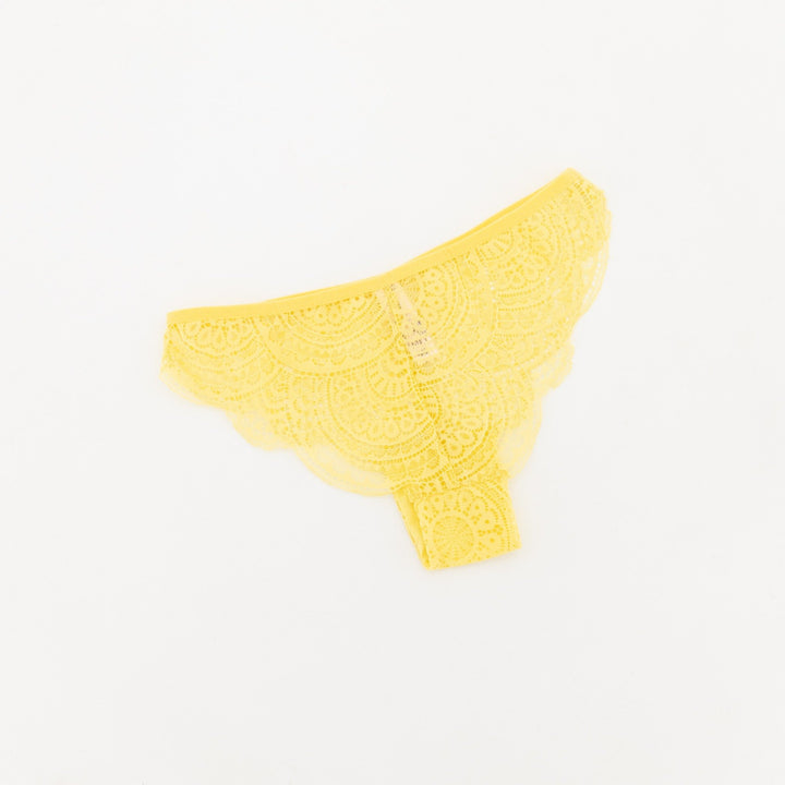 Ladies Lace Brazilian Panty - Light Yellow
