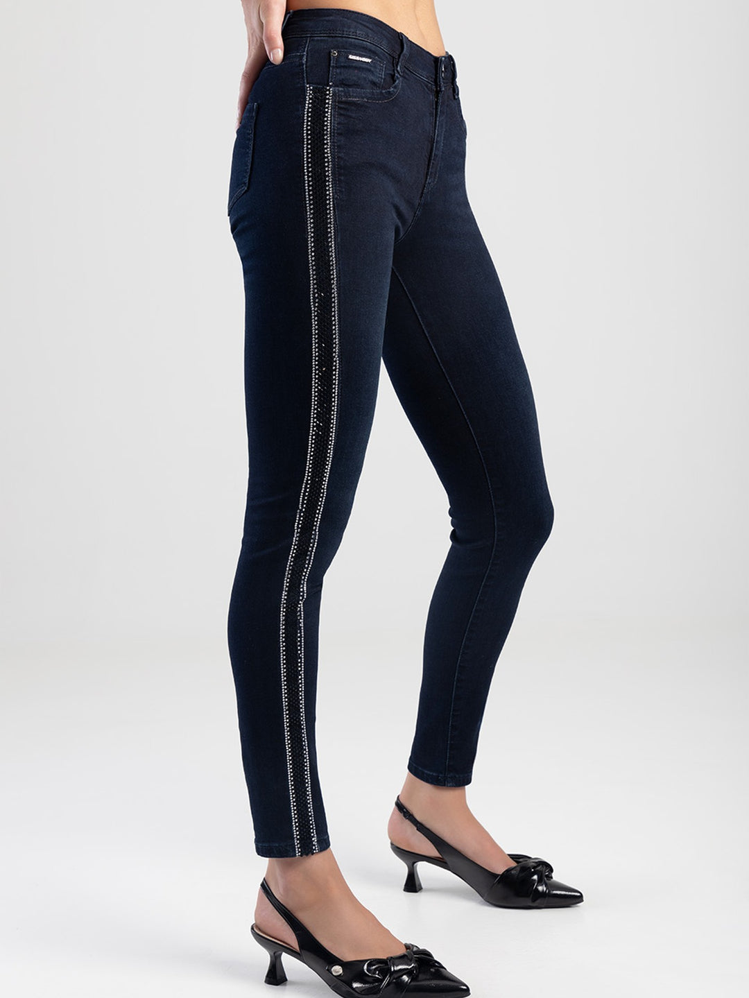 Axel Skinny Jean With Side Tape - Blue/Black
