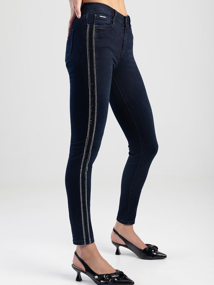 Axel Skinny Jean With Side Tape - Blue/Black