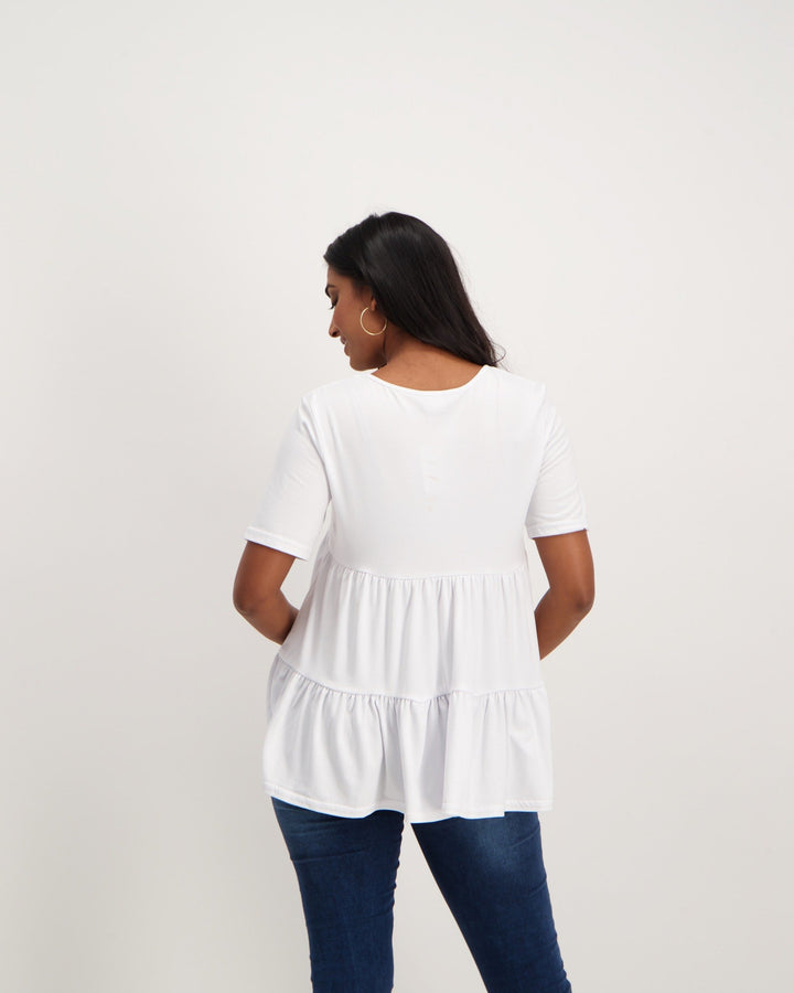 Ladies Tiered T-Shirt - White