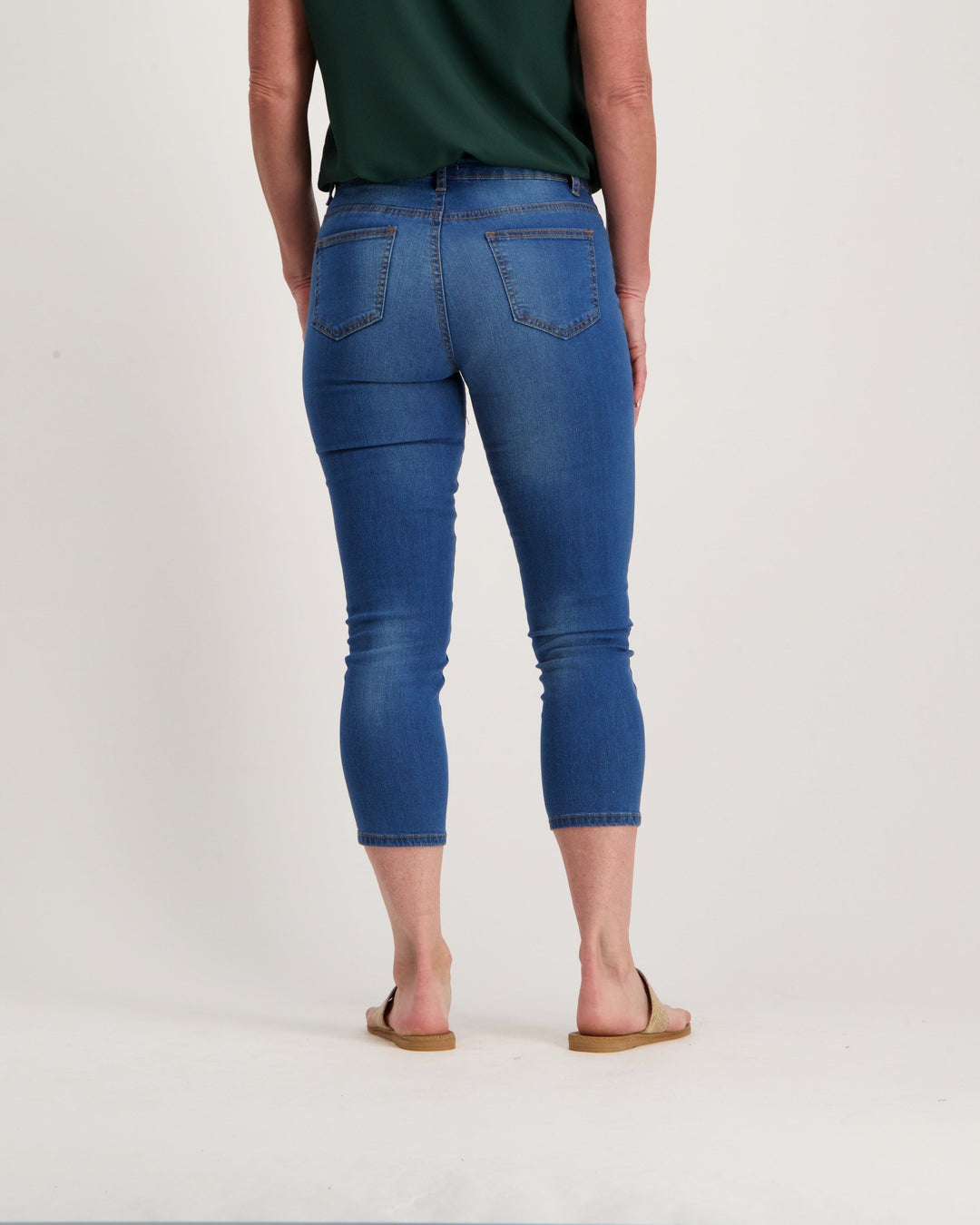 Ladies Mid Wash Denim Capri