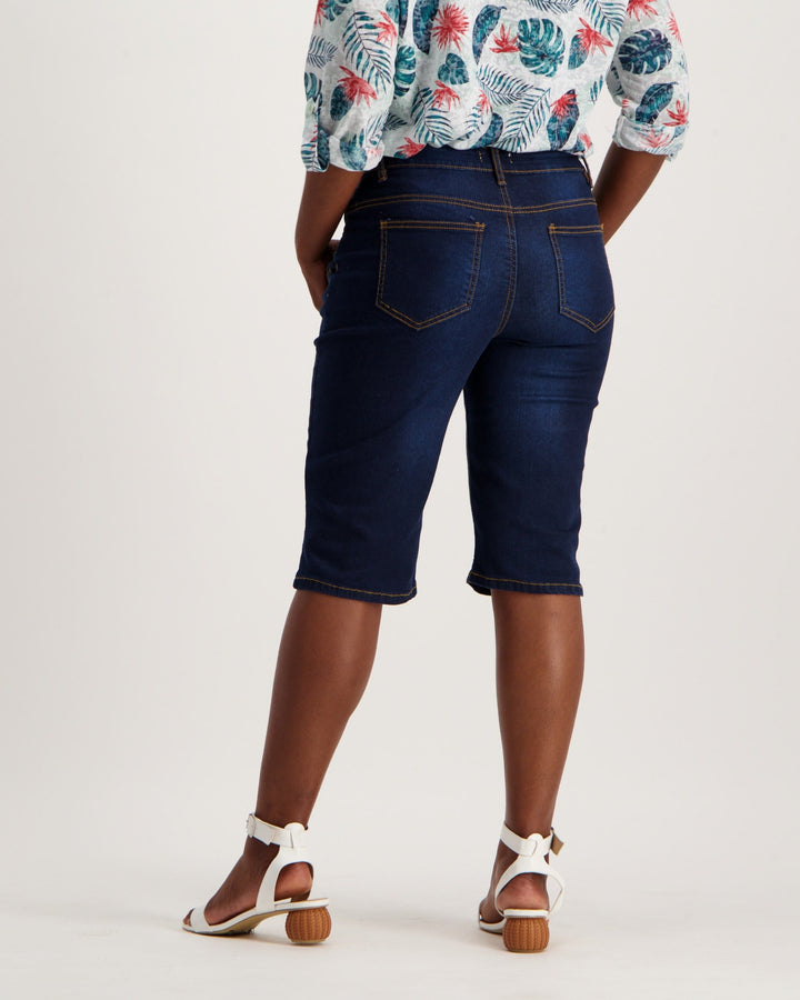 Ladies Dark Wash Denim Bermuda Short