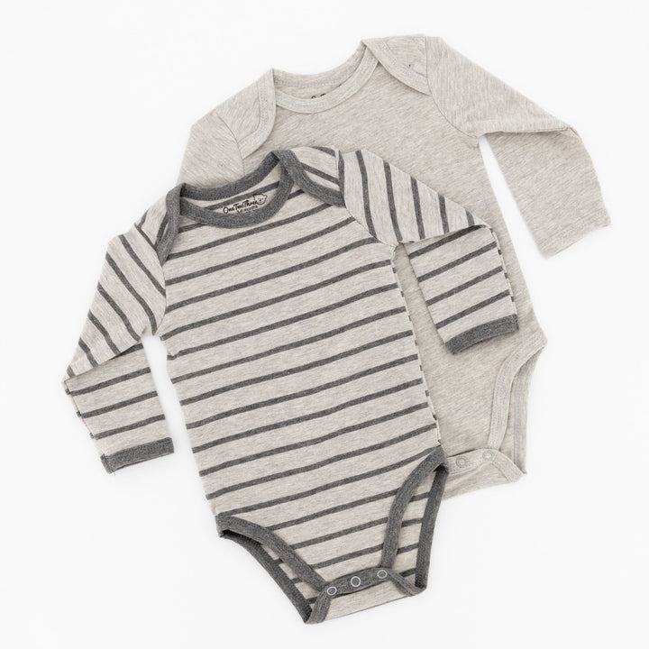 Baby Boys 2 Pack Long Sleeve Stripe Vest - Navy