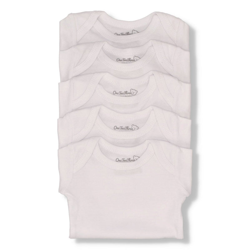 Baby 5 Pack Short Sleeve Vests - White