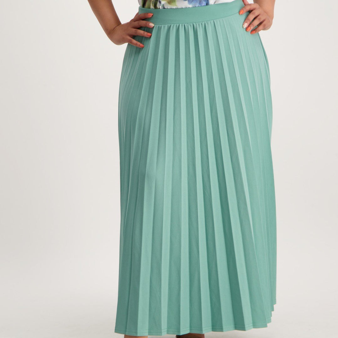 Ladies Pleated Maxi Skirt - Seafoam