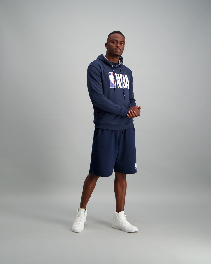 Men's Long Sleeve Hooded Cotton Brushed Fleece Sweater - Navy