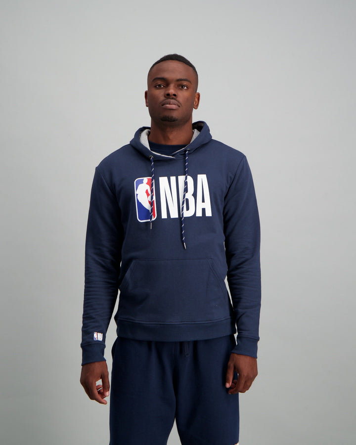 Men's Long Sleeve Hooded Cotton Brushed Fleece Sweater - Navy