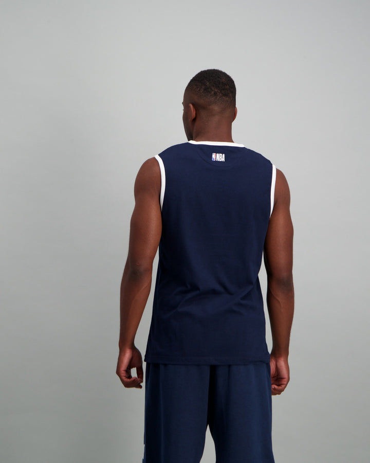 Men's Sleeveless Straight Hem Cotton T-Shirt - Navy