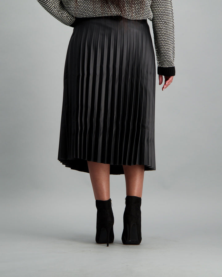 Ladies-Pleated PU Skirt
