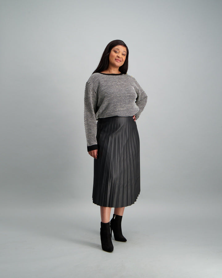 Ladies-Pleated PU Skirt