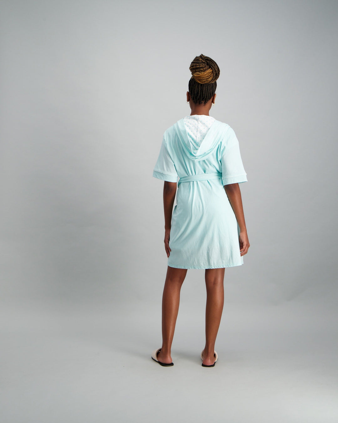 Ladies Hooded Spring Gown - Blue