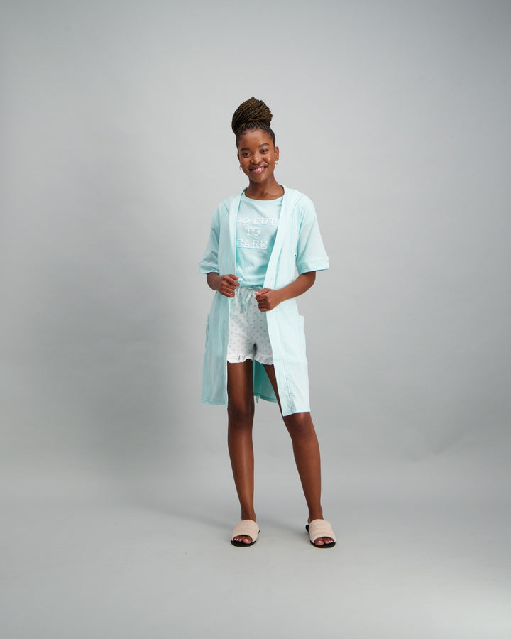 Ladies Hooded Spring Gown - Blue