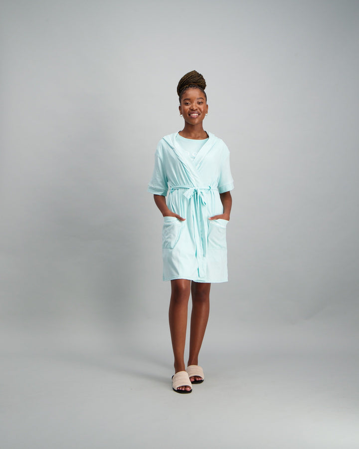 Ladies Hooded Spring Gown - Blue