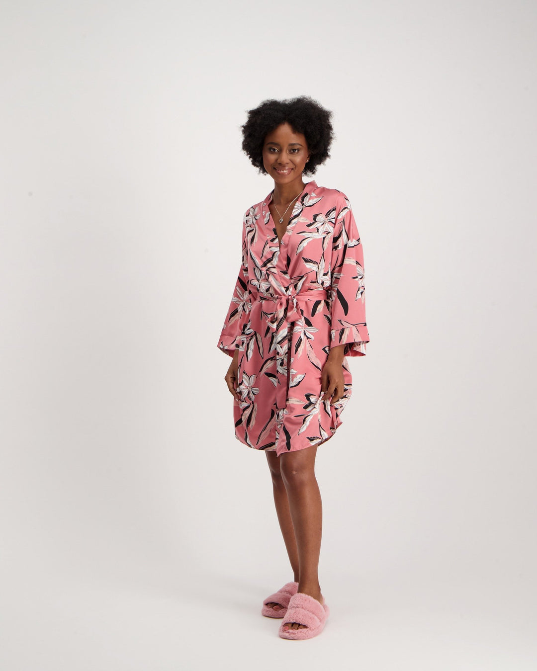 Ladies Leaves Gown & Chemise-Pink