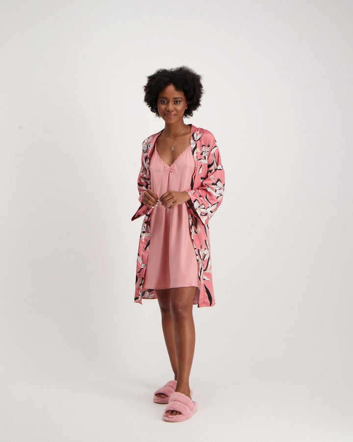 Ladies Leaves Gown & Chemise-Pink