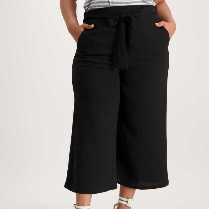 Ladies Wide Leg Crop Pant - Black