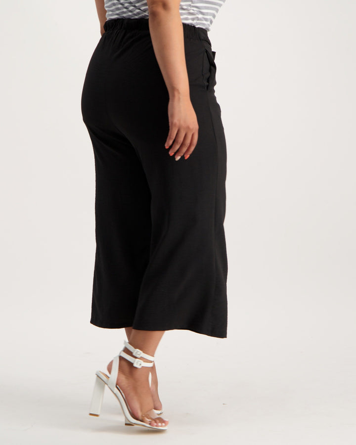 Ladies Wide Leg Crop Pant - Black