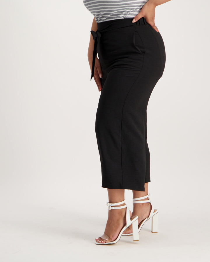 Ladies Wide Leg Crop Pant - Black