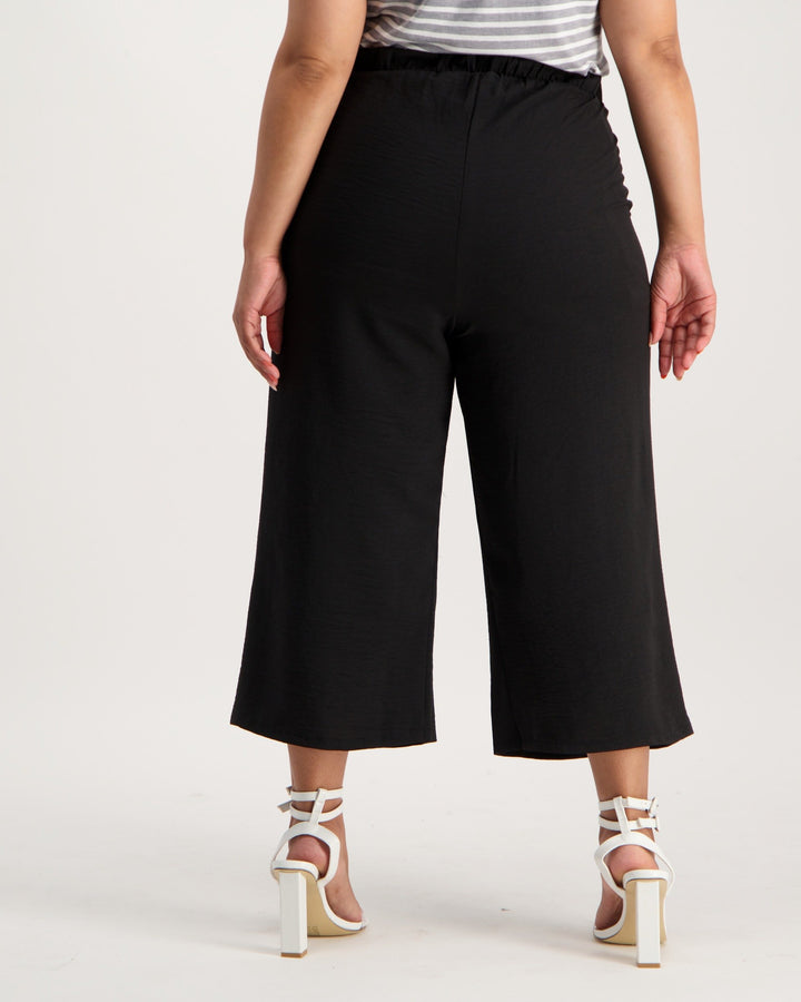 Ladies Wide Leg Crop Pant - Black