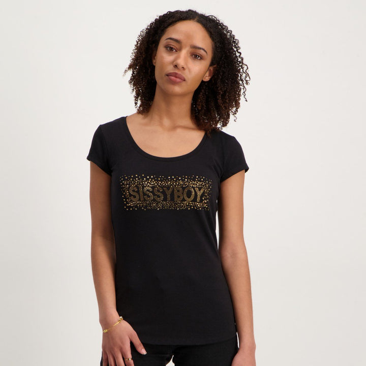 Ladies Round Neck Basic Logo T-Shirt - Black