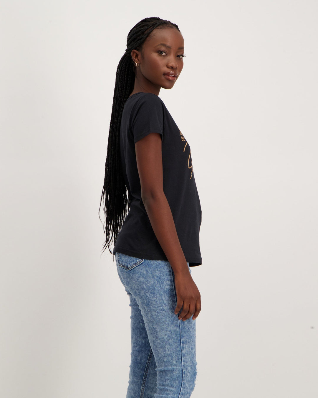 Ladies Short Sleeve Be Yourself Tee - Black