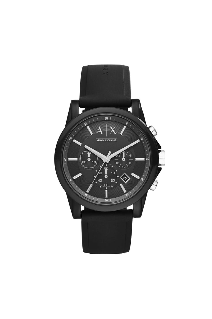 Mens Chronograph Black Silicone Watch