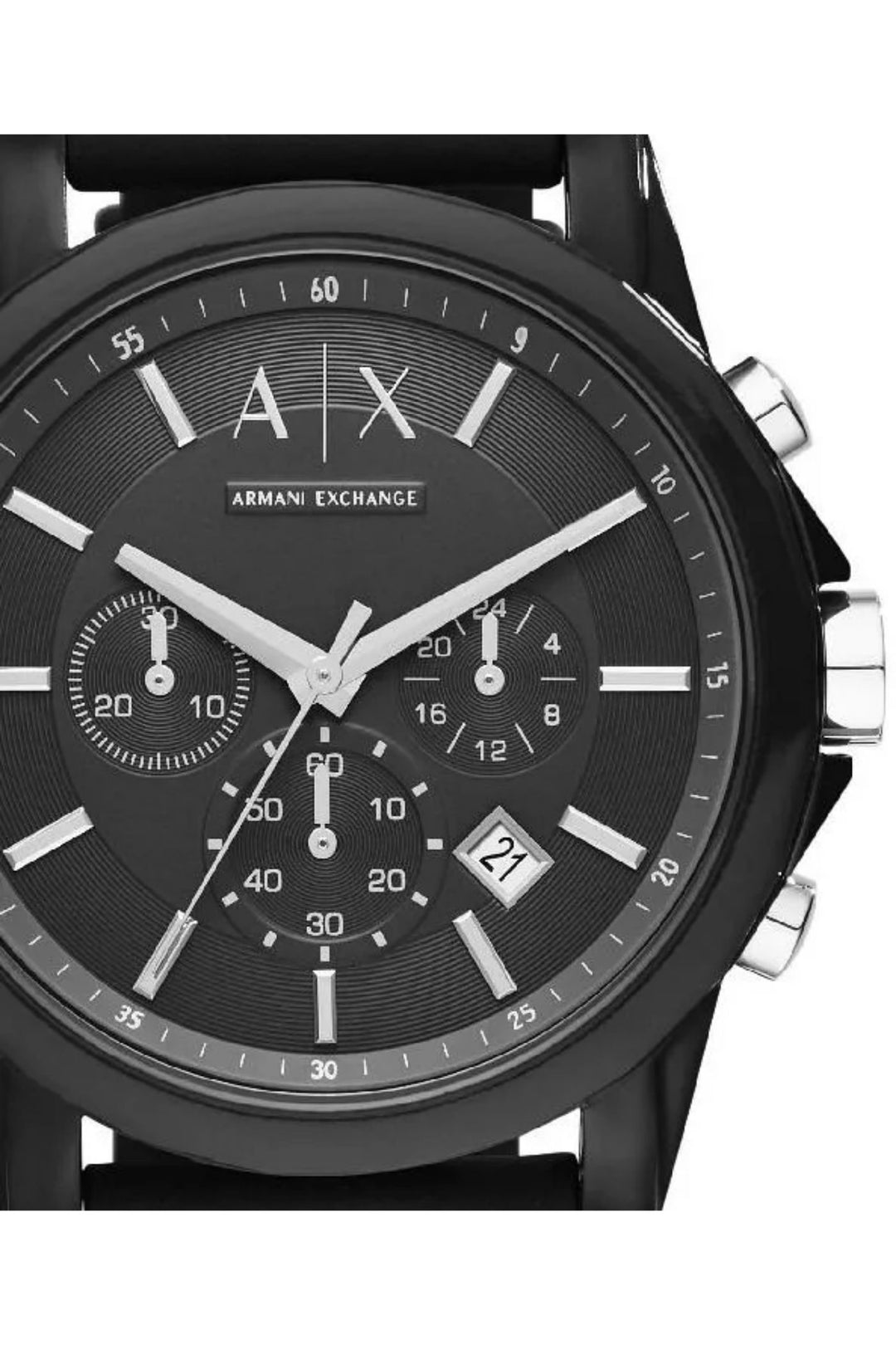 Mens Chronograph Black Silicone Watch