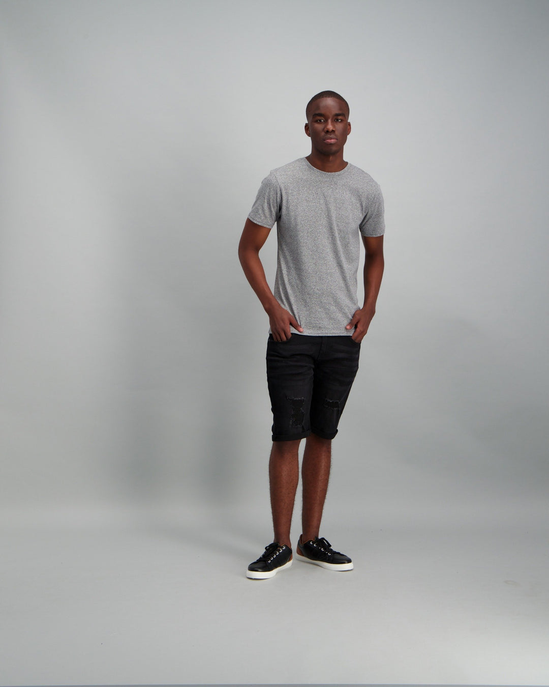 Men's Black Rip & Torn Denim Short