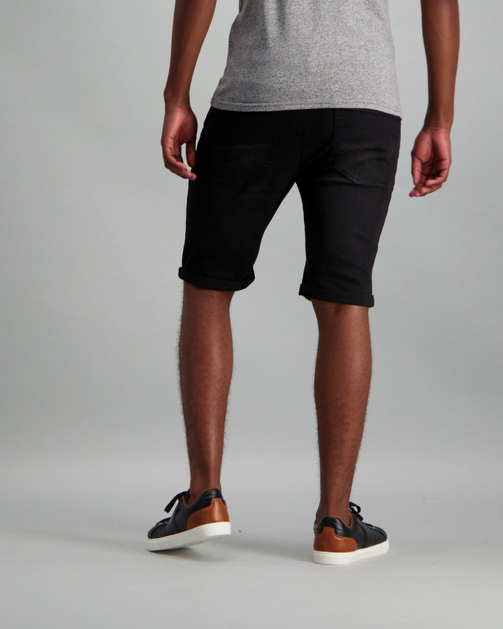 Men's Black Rip & Torn Denim Short