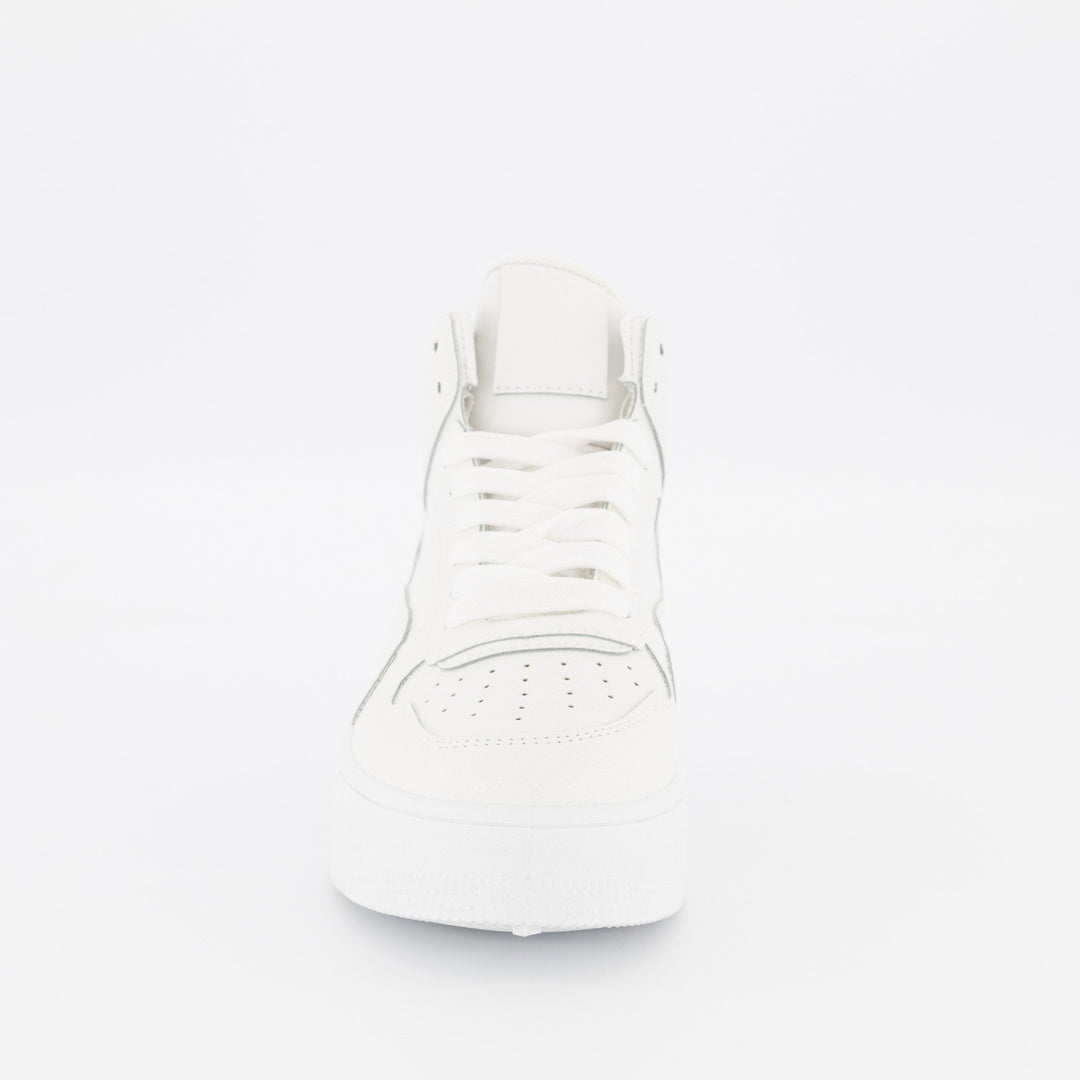 Ladies Retro High Top Sneaker - White