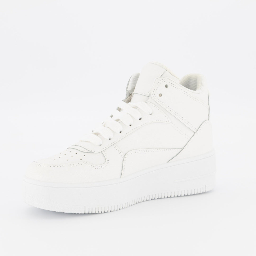 Ladies Retro High Top Sneaker - White