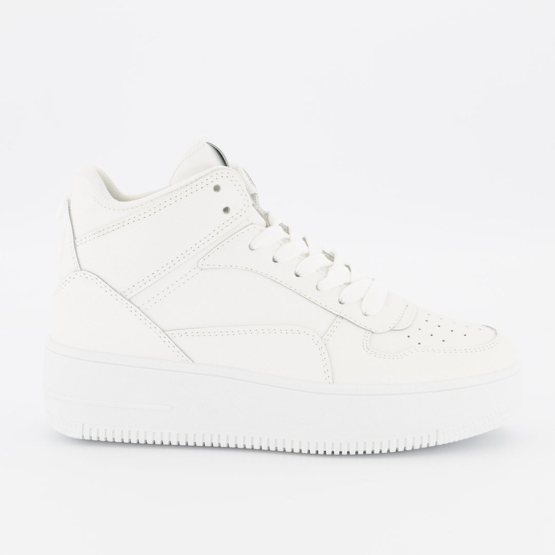 Ladies Retro High Top Sneaker - White